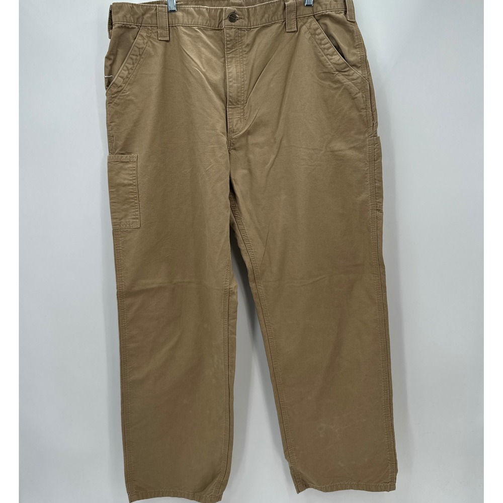 Carhartt B151 Work Pants Mens 42x34 Khaki Dungaree Fit Heavyweight Canvas‎